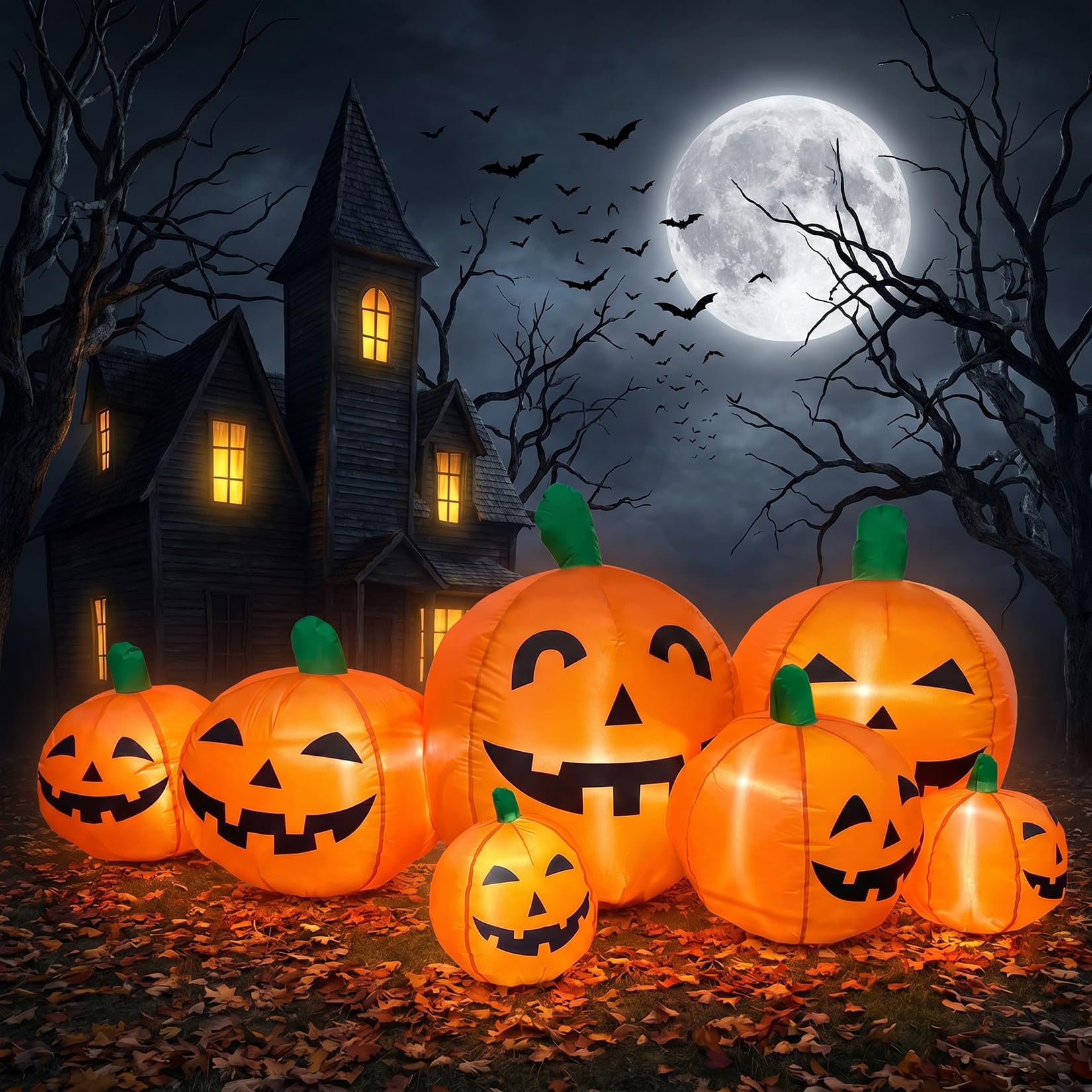 Halloween Pumpkin Decor Led - 7,5 FT Boyunda, LED Işıklarla Donatılmış,