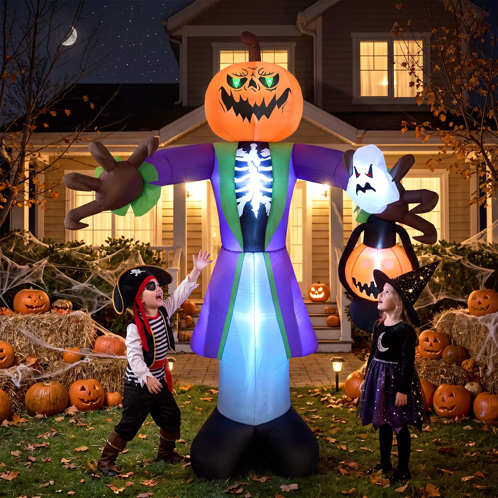 Pumpkin Lantern Halloween - 8 fit boyutunda, LED fenerli, ışıklı,