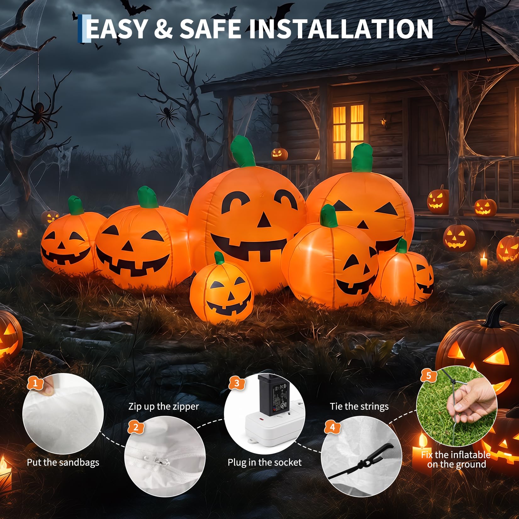 7,5 FT Boyunda, LED Işıklarla  - Halloween Pumpkin Decor Led incelemesi ve fiyatı